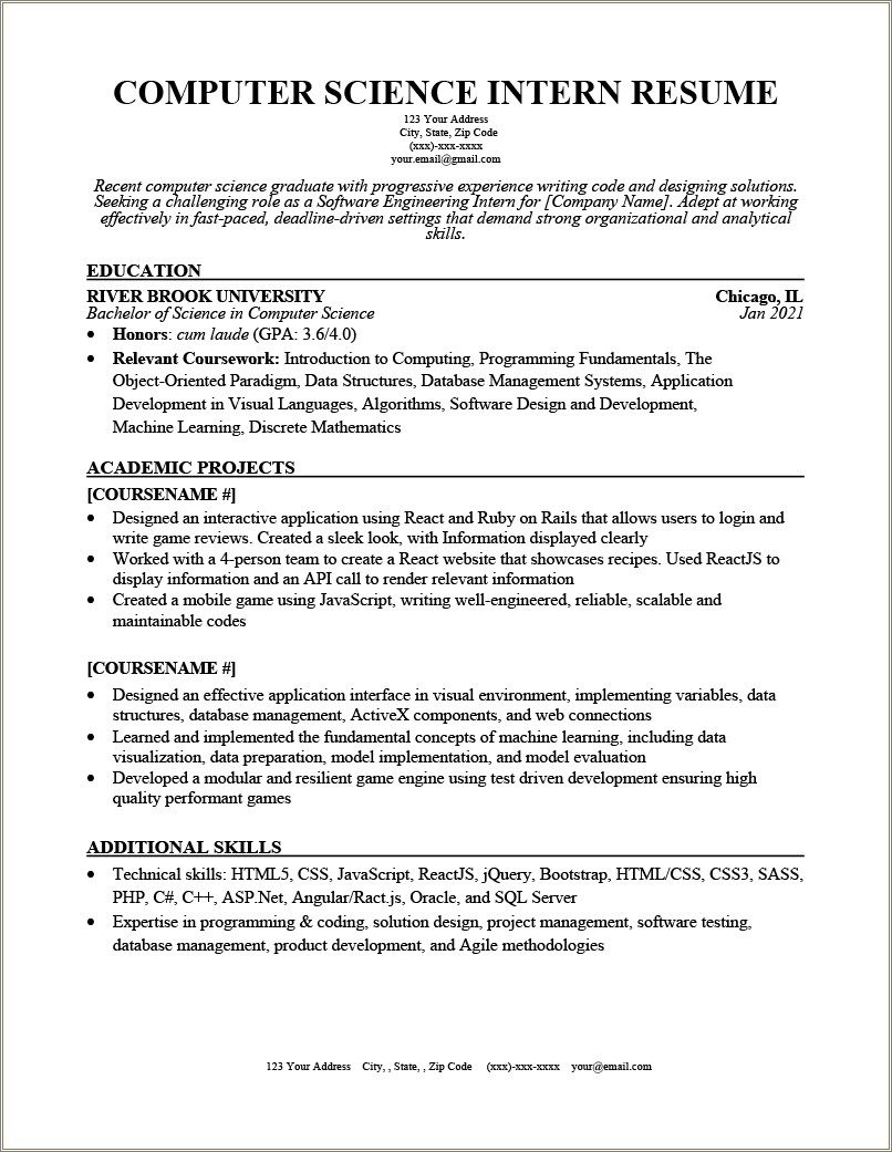 Work Experience Job Application Resume Sample