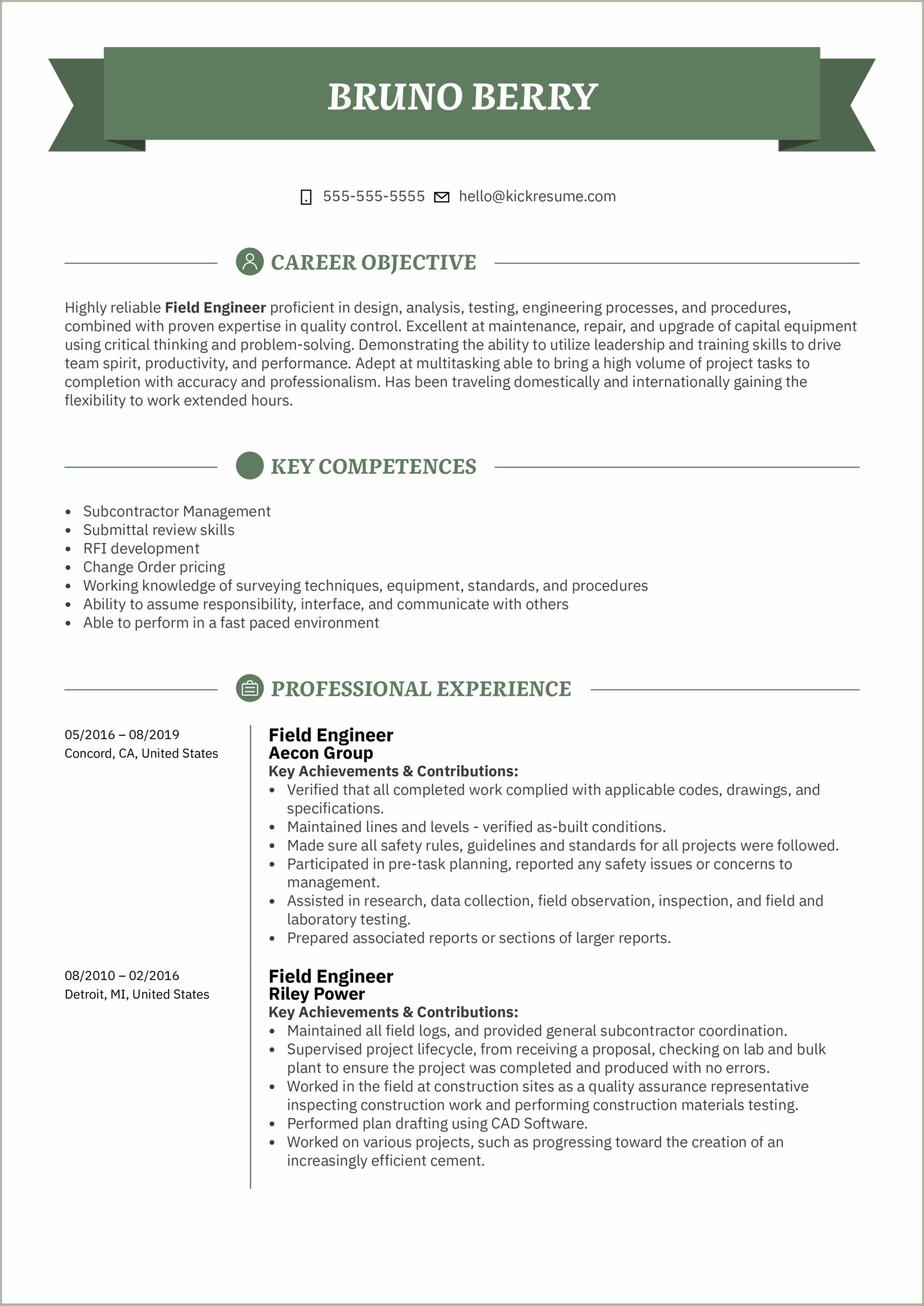 Work Experience On A Resume Sample