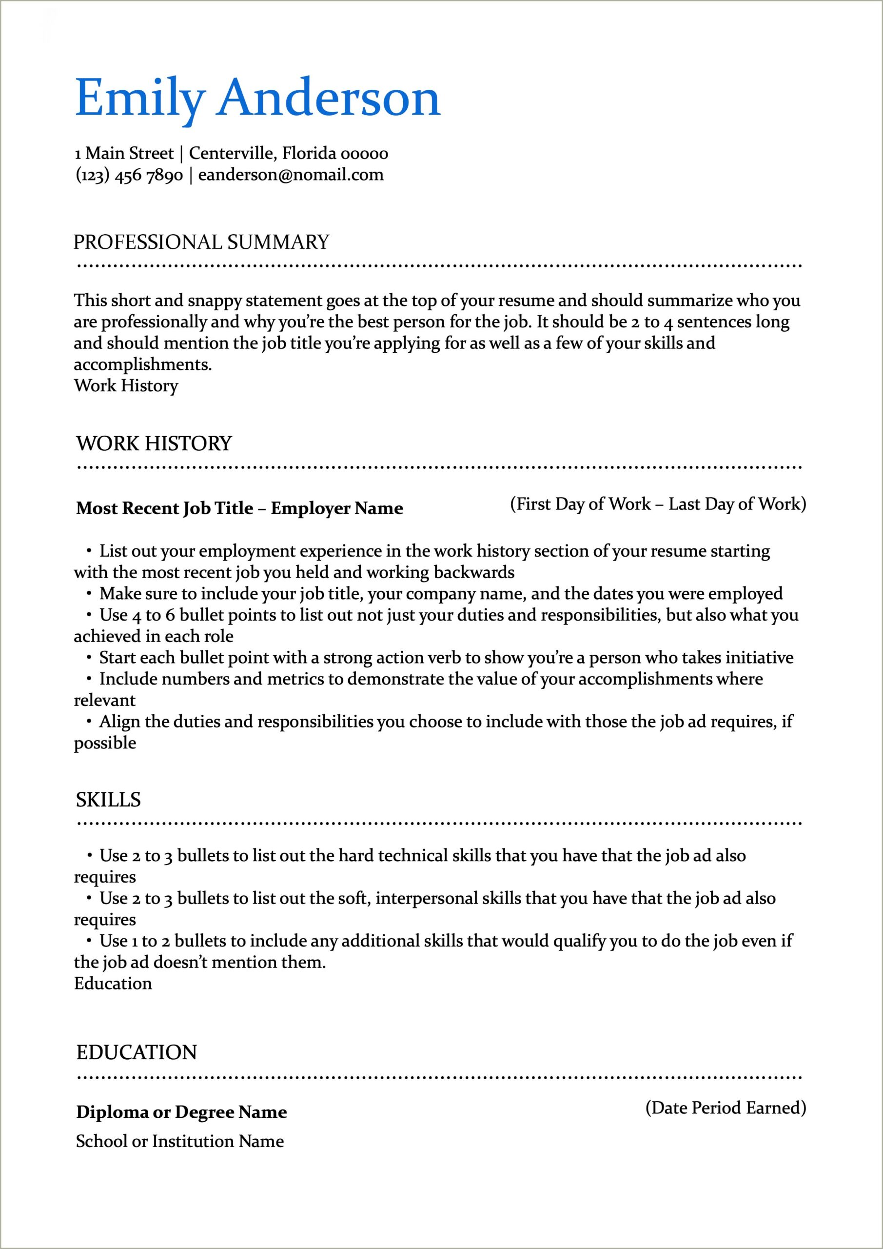 Work From Home Professional Profile Resume Examples