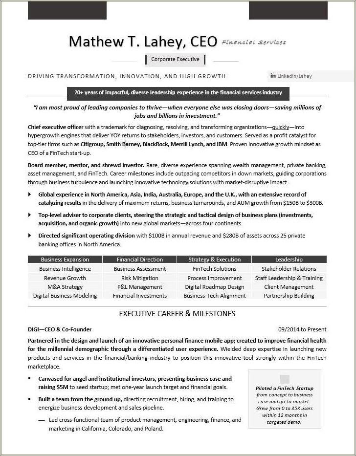 Work With Ceo Write In Resume