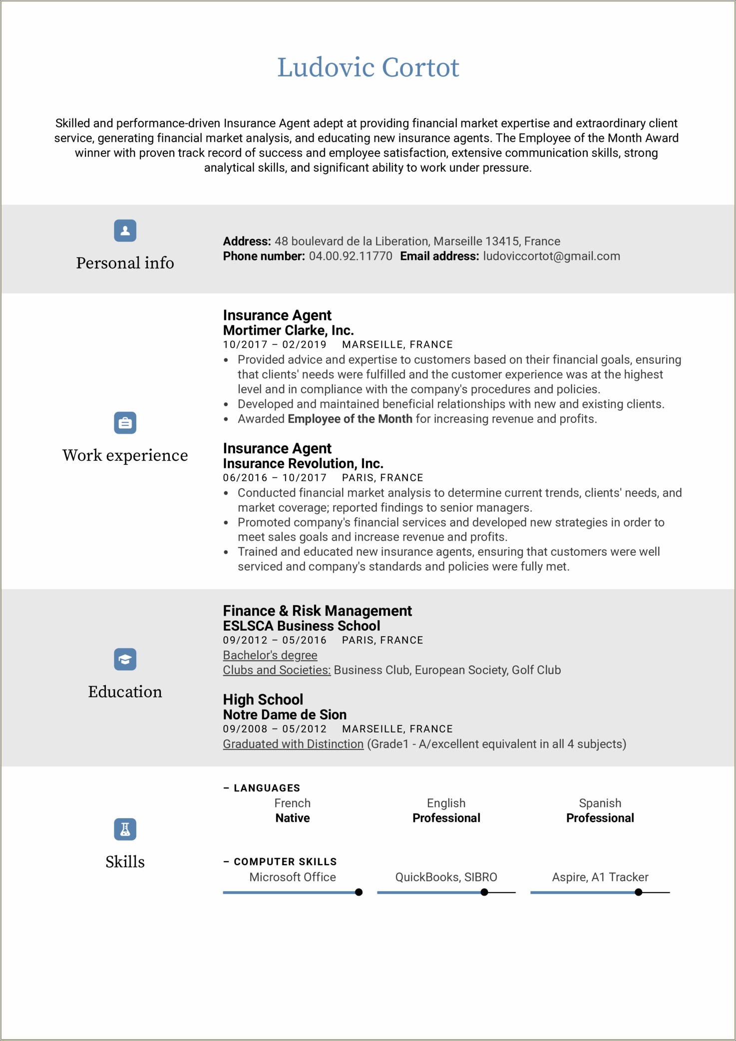 Working A Insurance Company On Resume