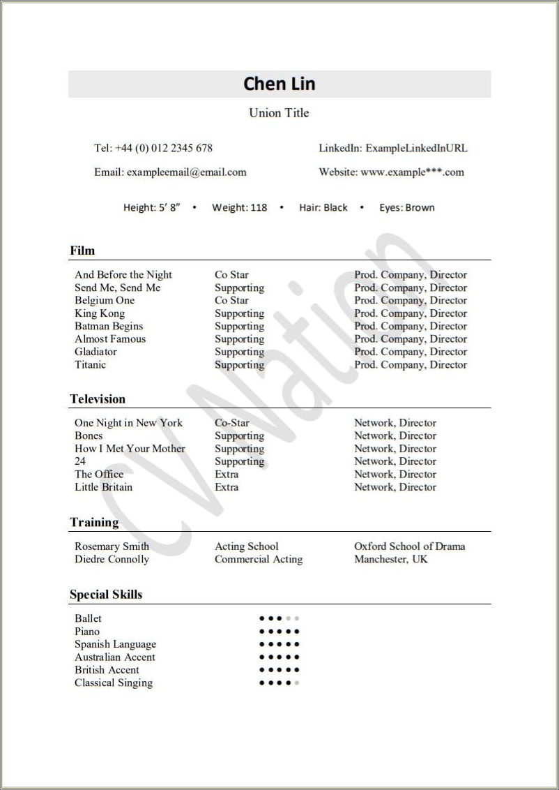Working At A Movie Theater Resume