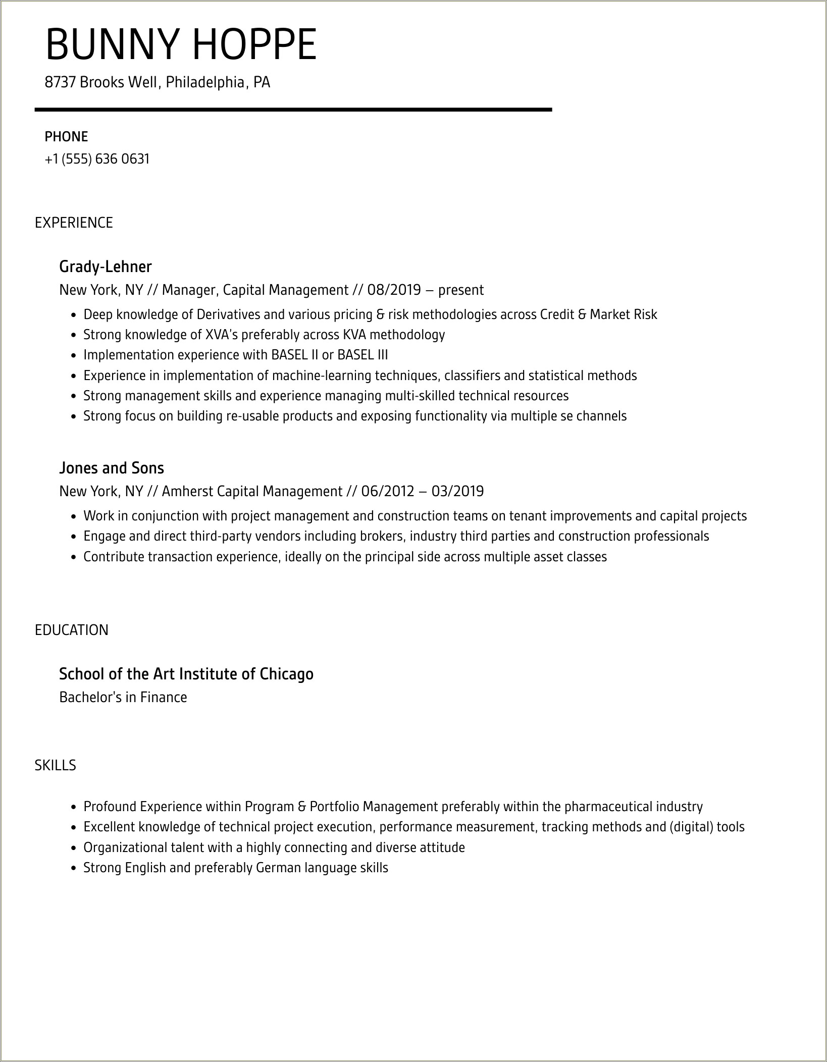Working Capital Management Project Description In Resume