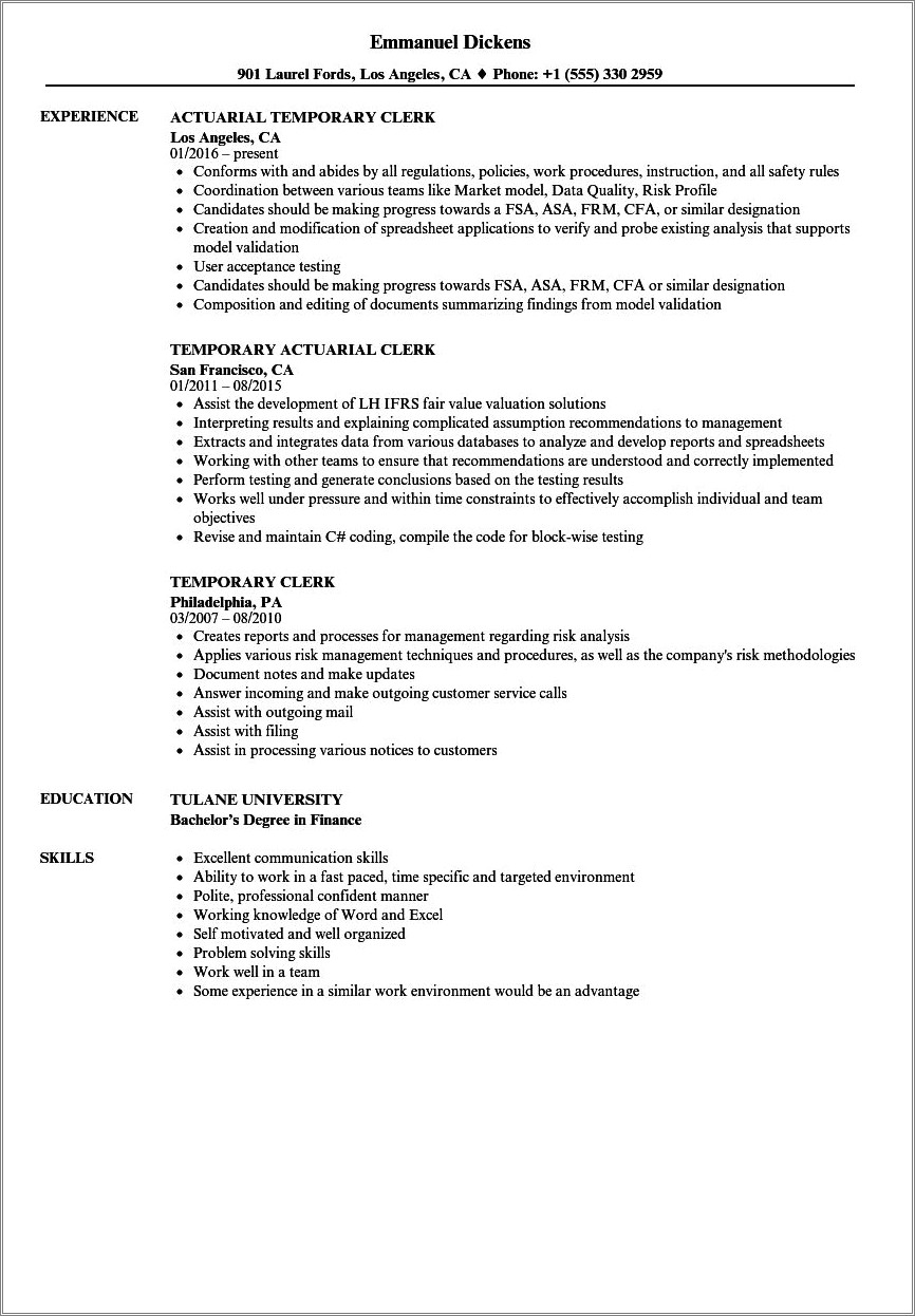 Working For A Temporary Agency Resume