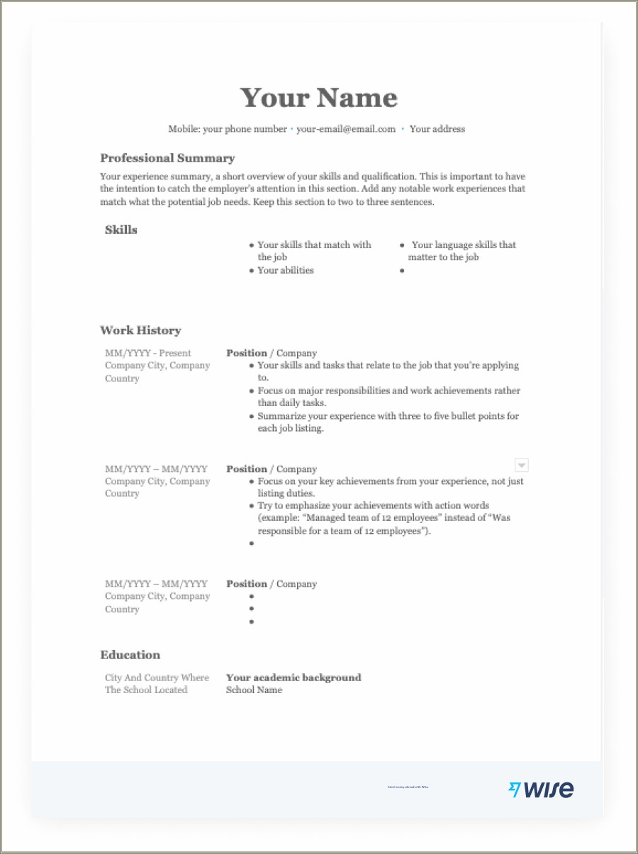 Working For Two Different Companies Resume