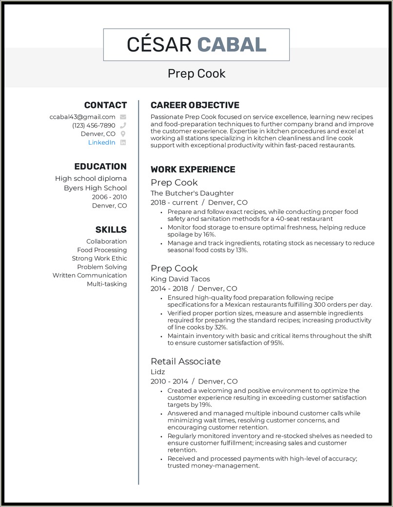 Working In Fast Paced Environment Resume