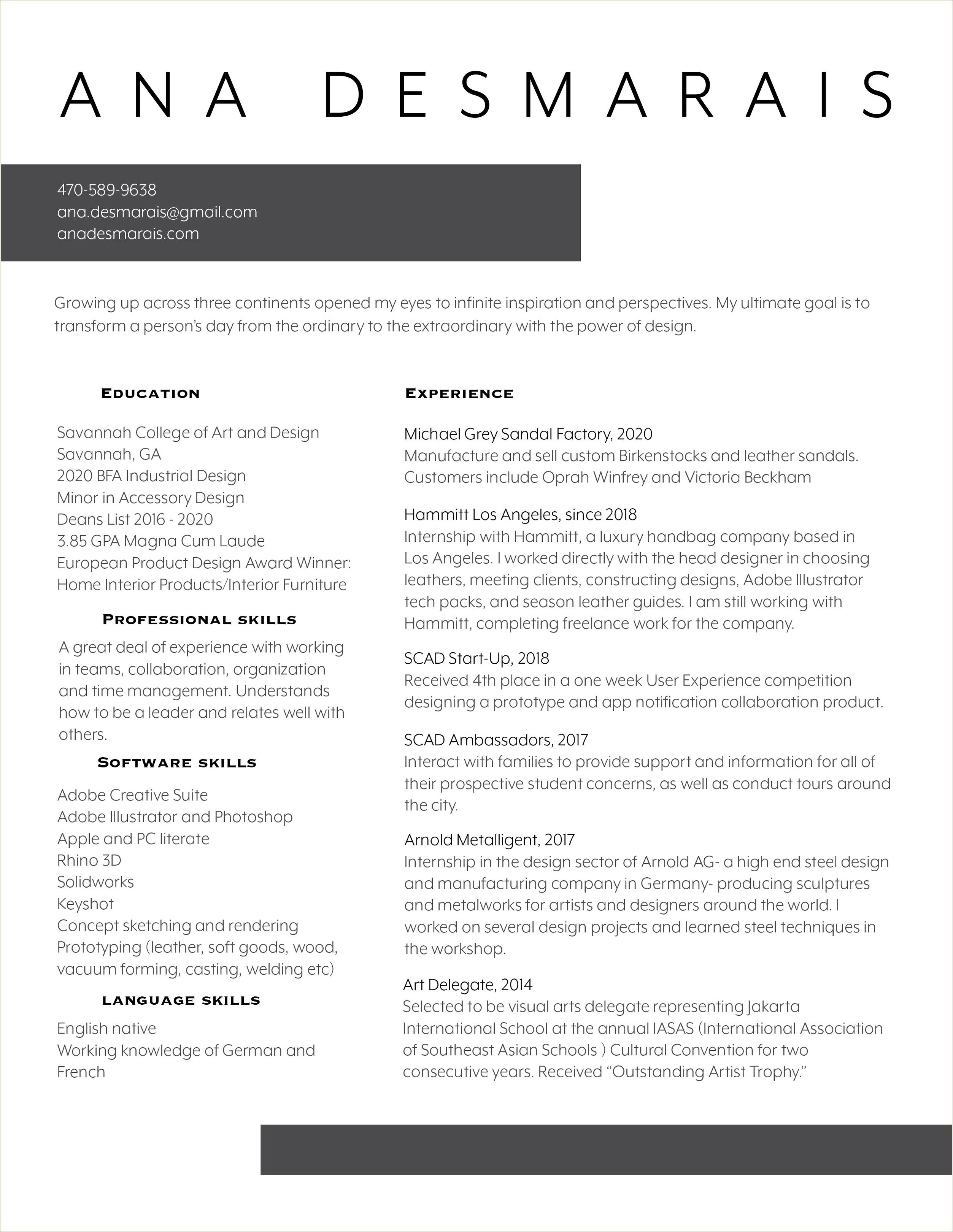 Working Knowledge Of A Language Resume