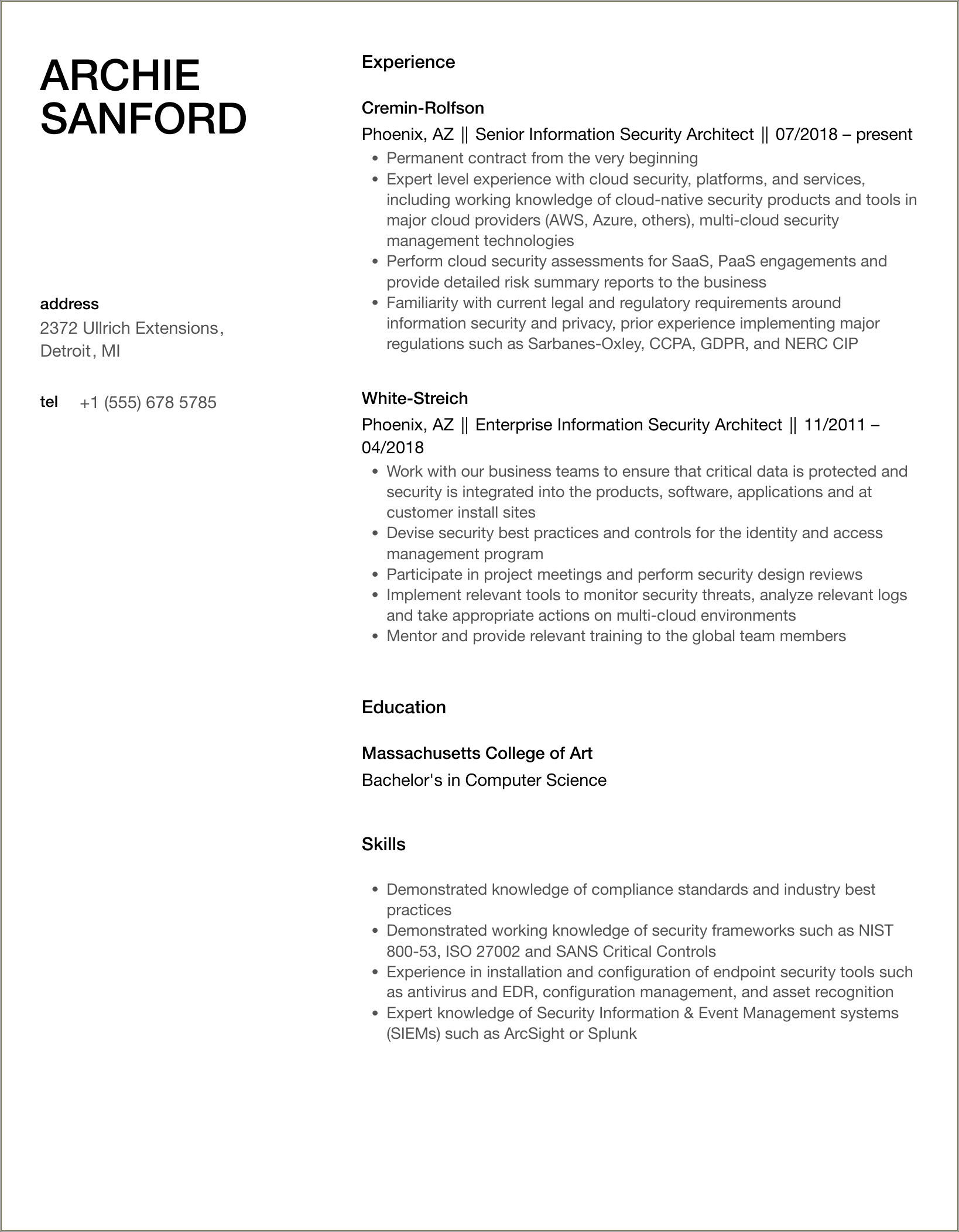 Working Knowledge On Dmz Architecture Resume