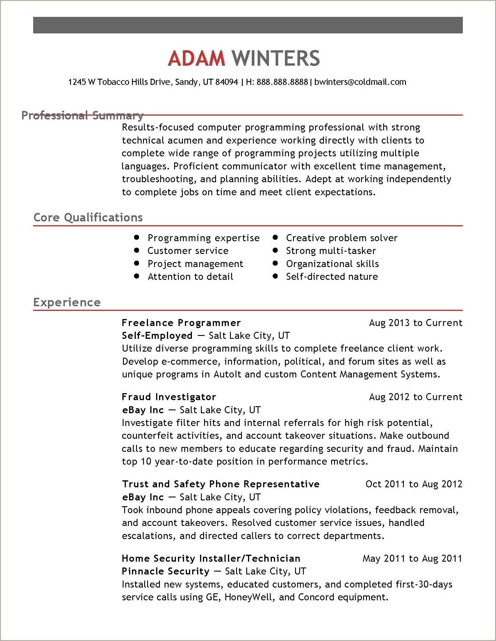 Working On The Summary Of A Resume