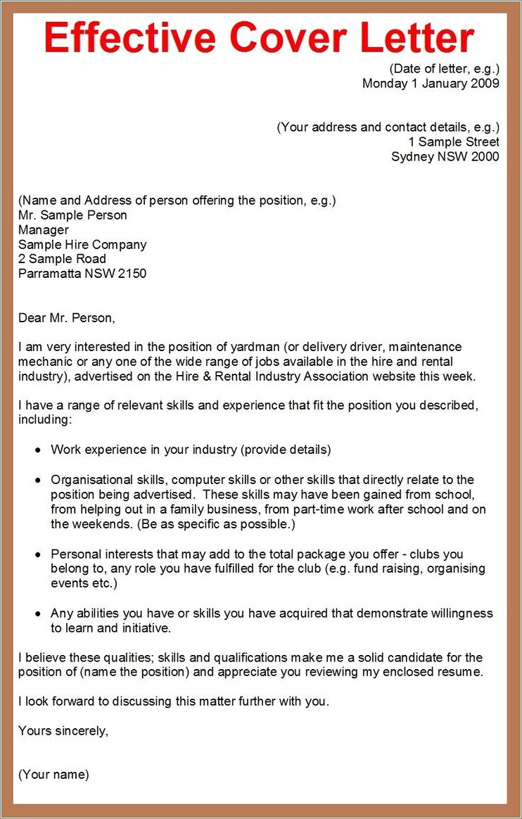 Write A Job Application Letter With Resume
