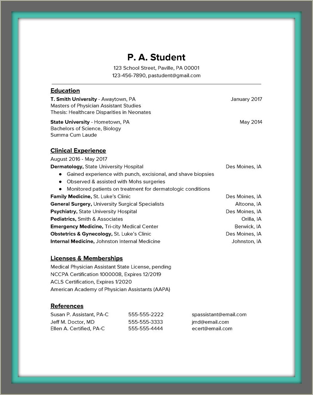Write A Resume For Physician Assistant School