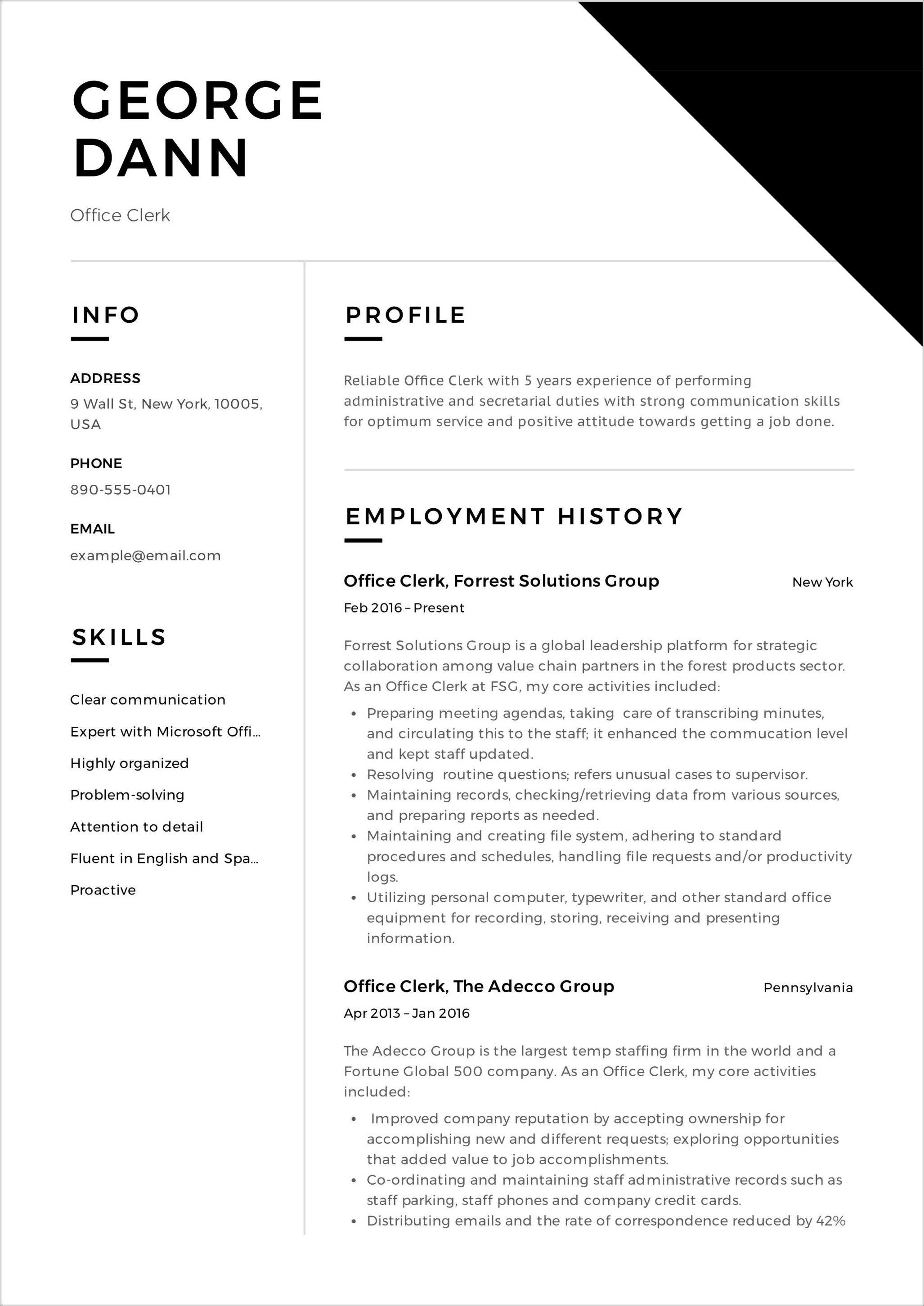 Write A Resume Objective For Clerical Work