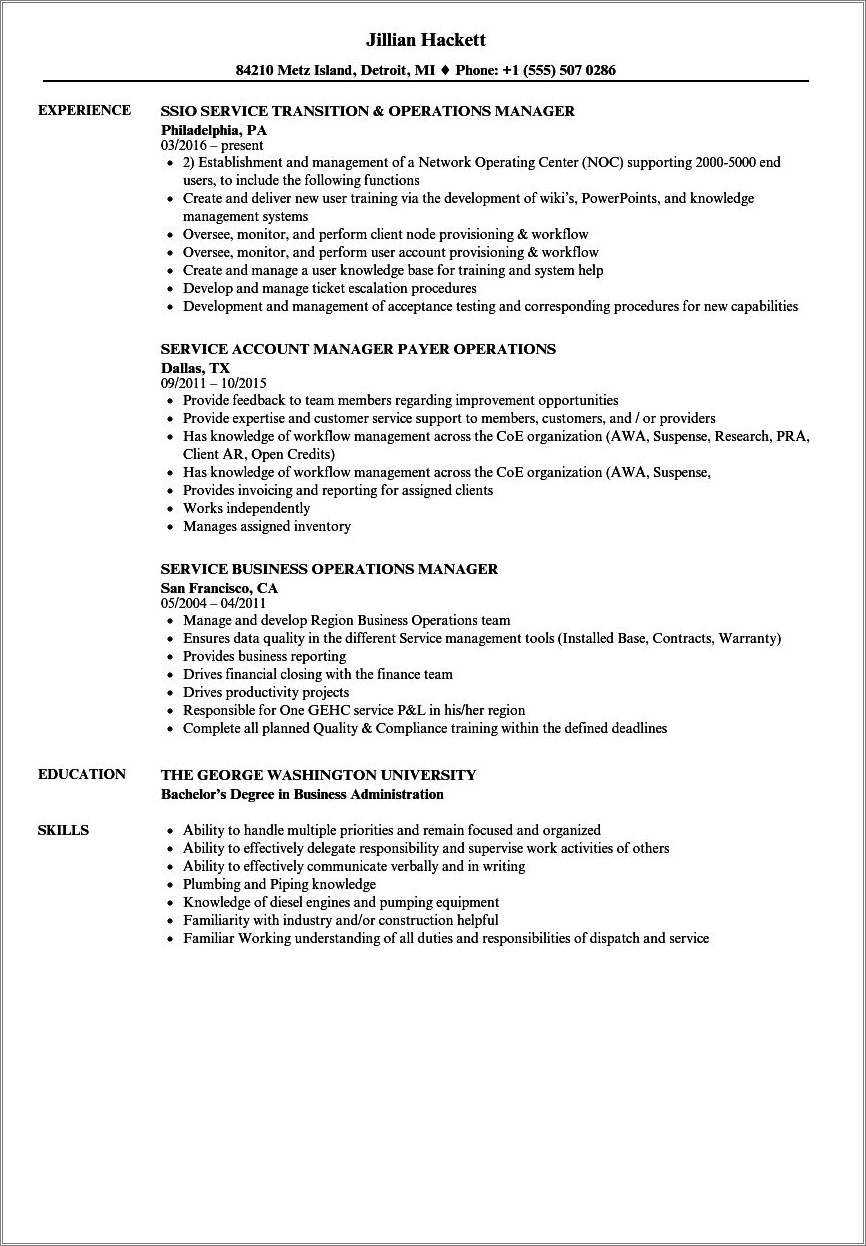 Write Job Experience Responsibility In Resume