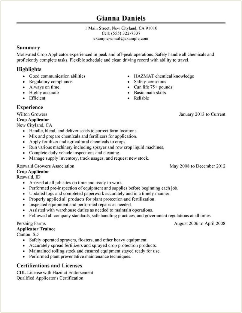 Writing A Resume For A Farm Credit Job