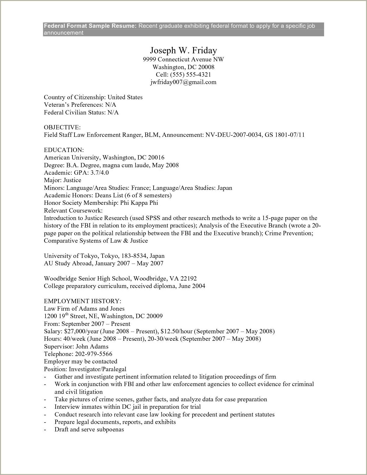 Writing A Resume For A Federal Work Study