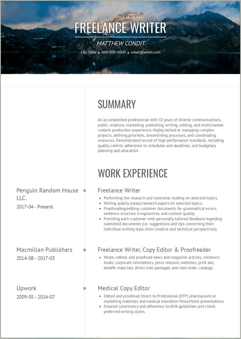 Writing A Resume For Freelance Work
