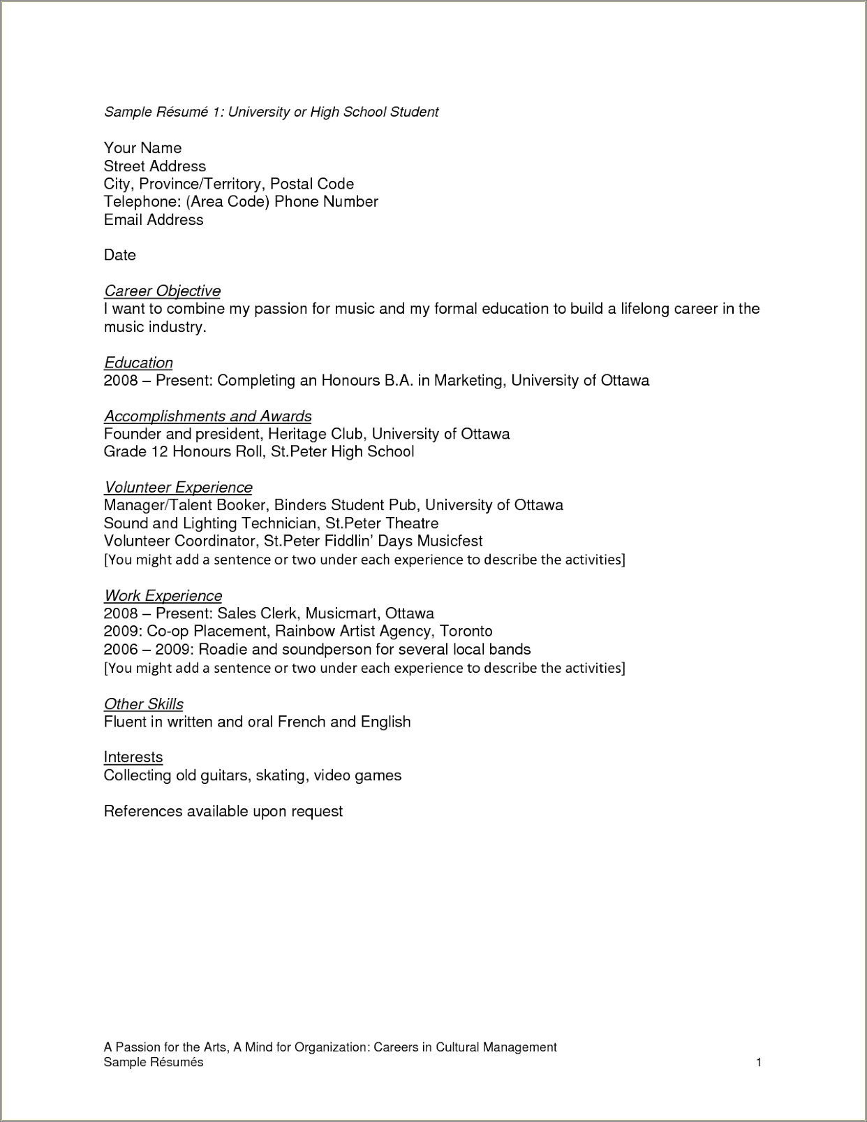 Writing A Resume For Graduate School