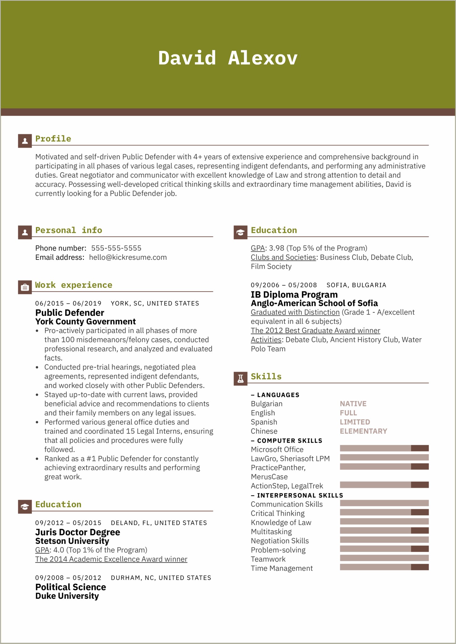 Writing A Resume For Law School