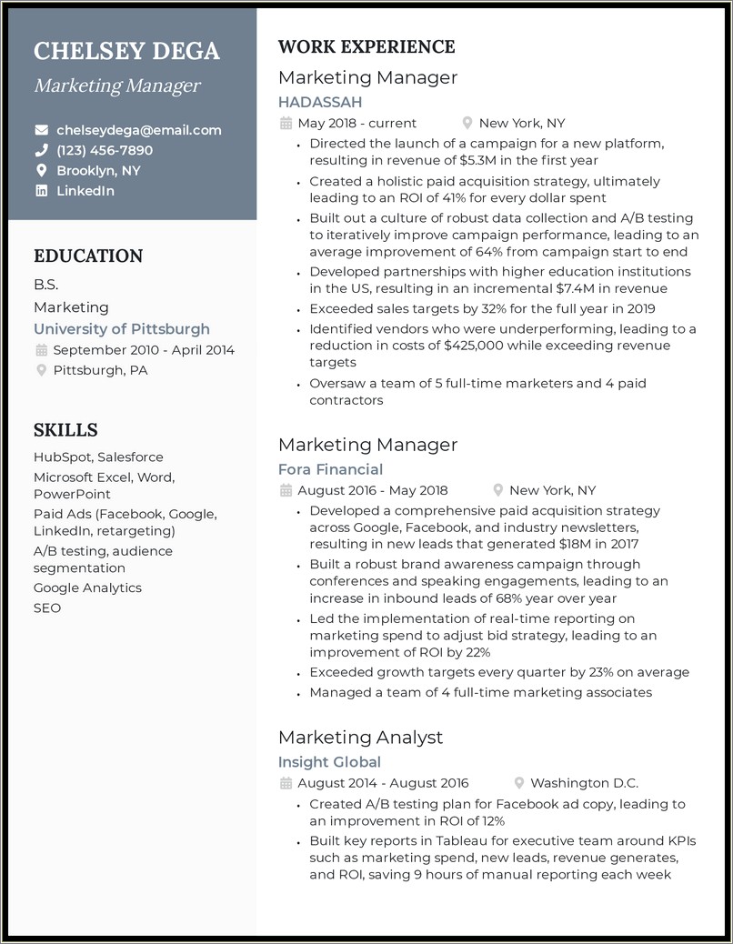 Writing A Resume For Management Position