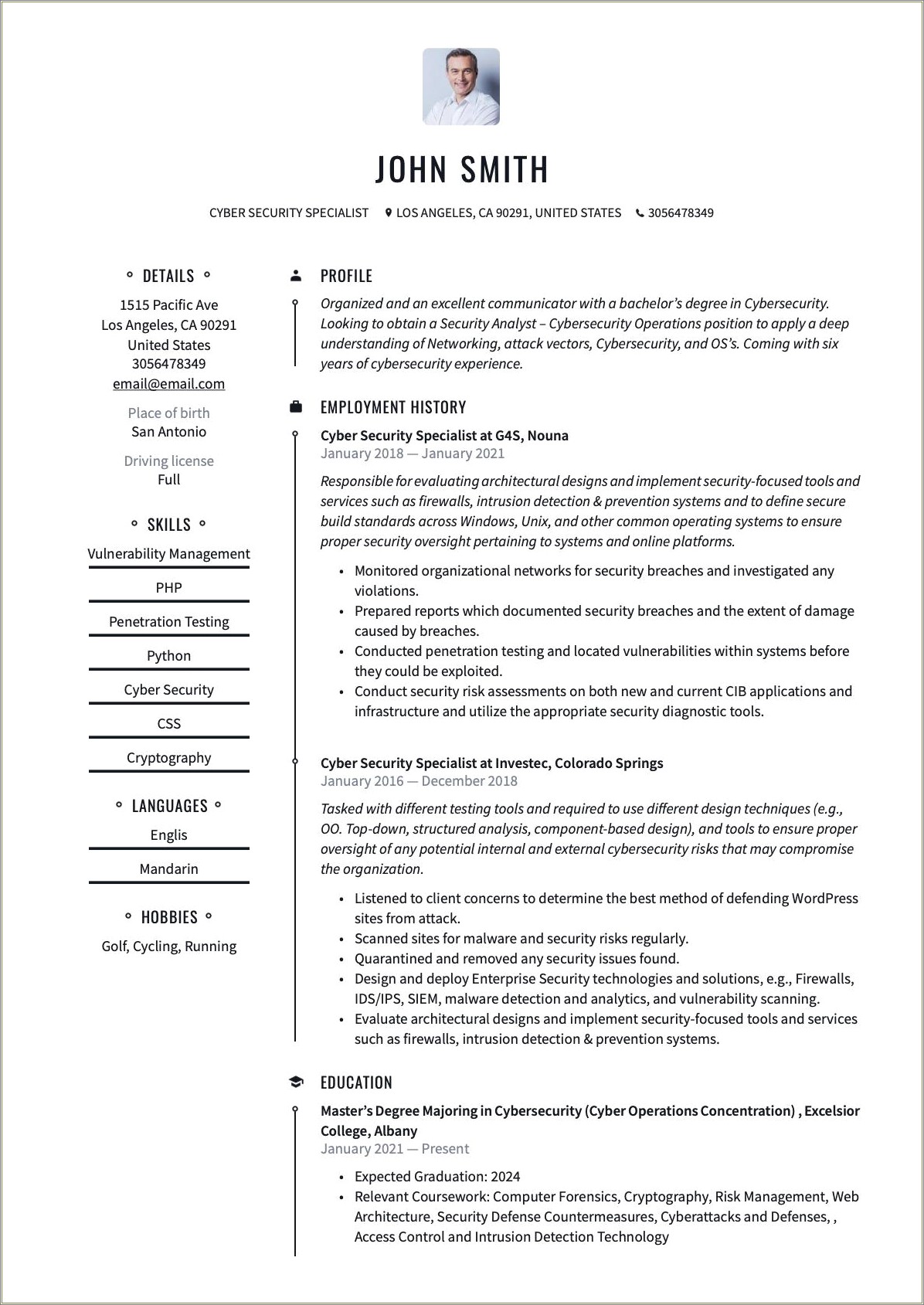 Writing A Solid It Cybersecurity Resume Examples
