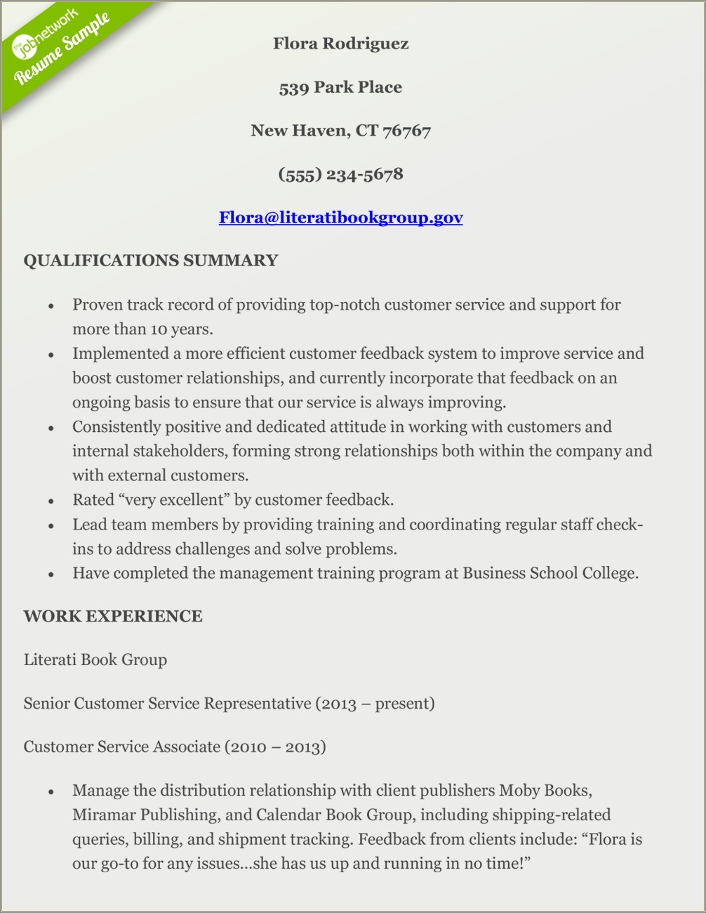 Writing A Summary About Customer Service Resume