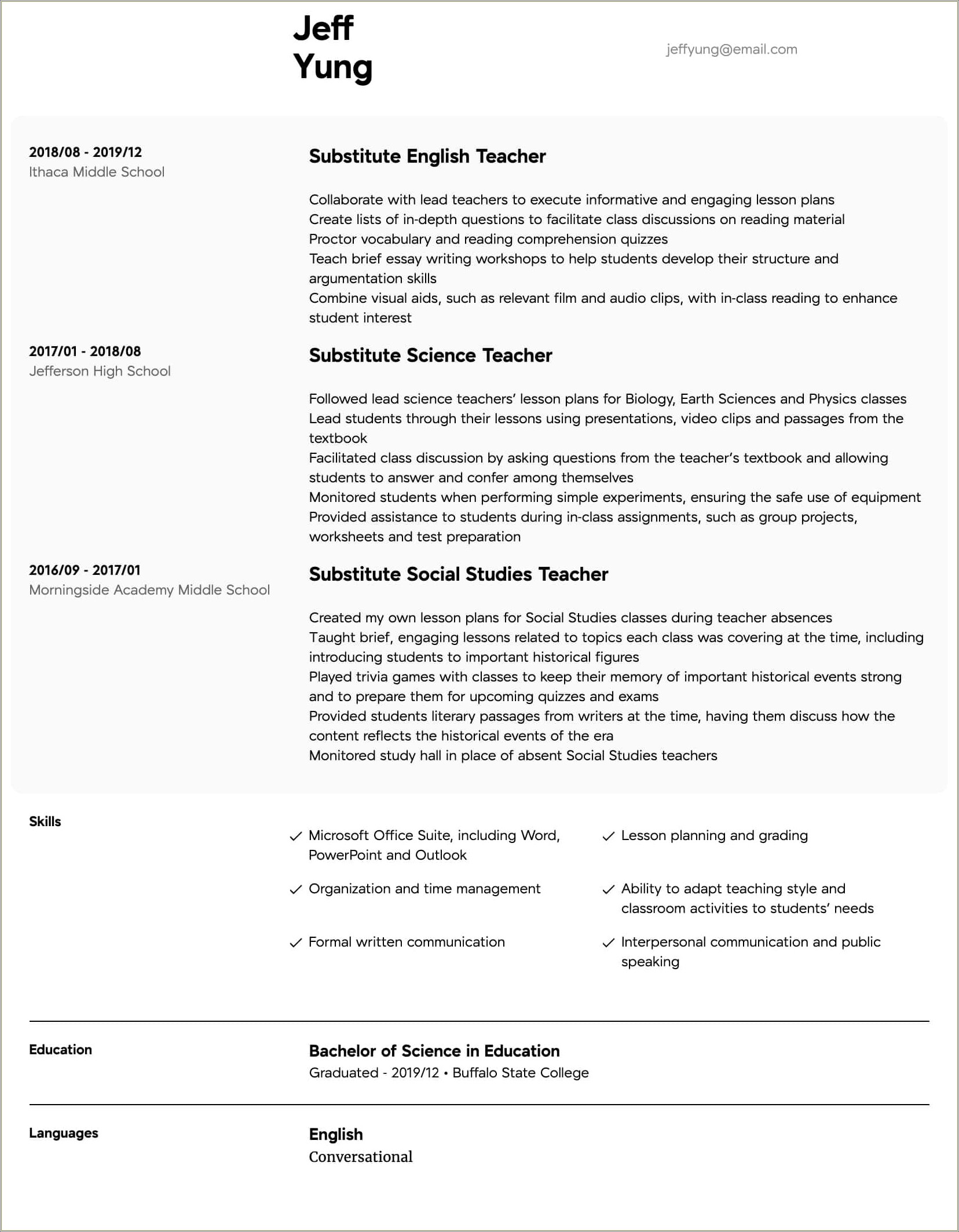 Writing A Teacher Objective For Resume