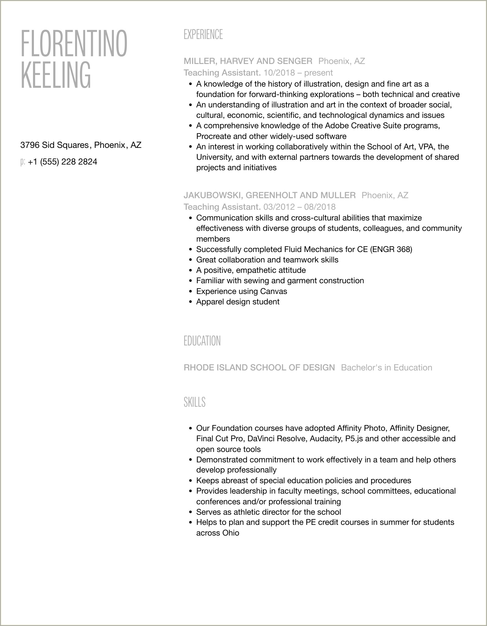 Writing About Teaching Assistant Experience In Resume