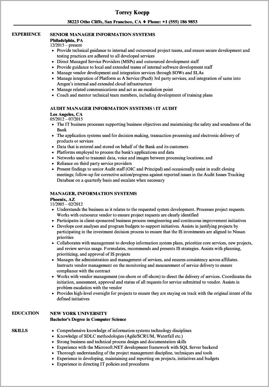 Writing Objectives For Resume Computer Information Systes