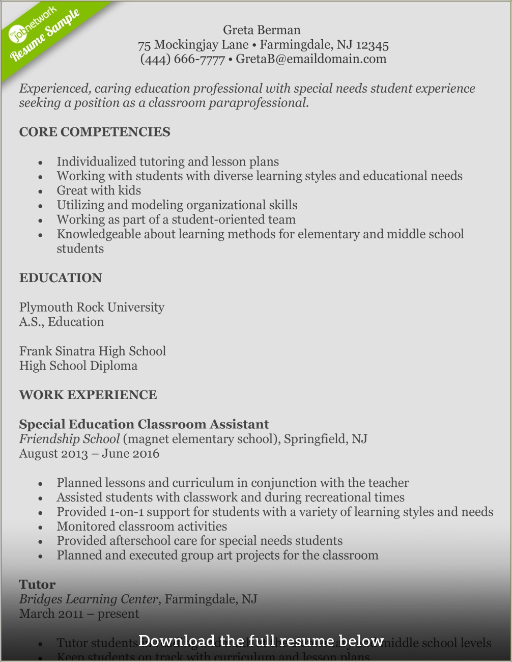 Writing Resumes Lesson Plans High School
