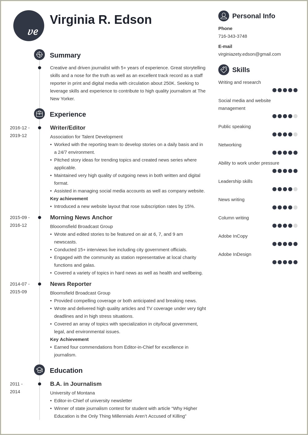Writing Skills For A Resume Examples