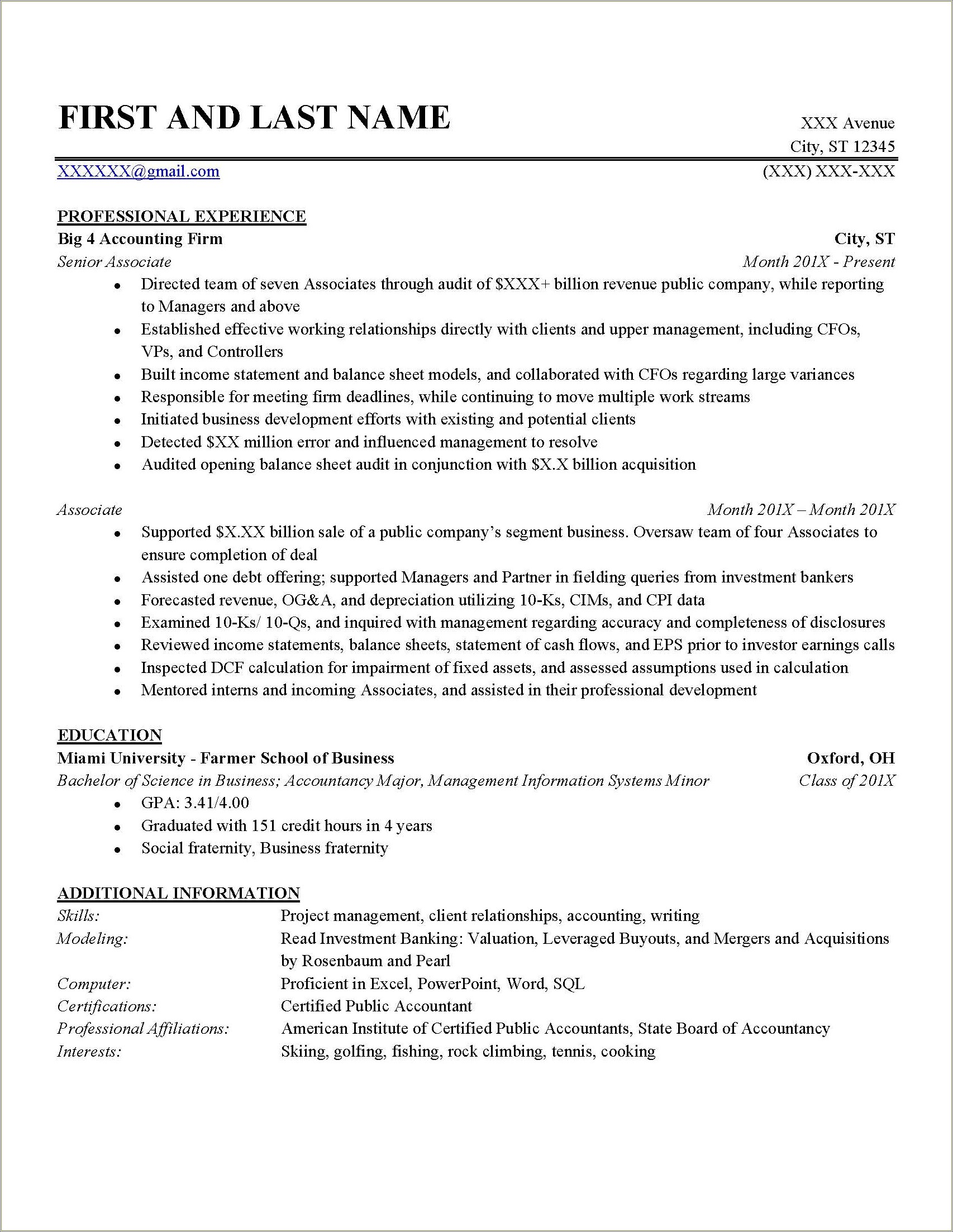 Wso Financial Modeling Experience On Resume Investment Banking