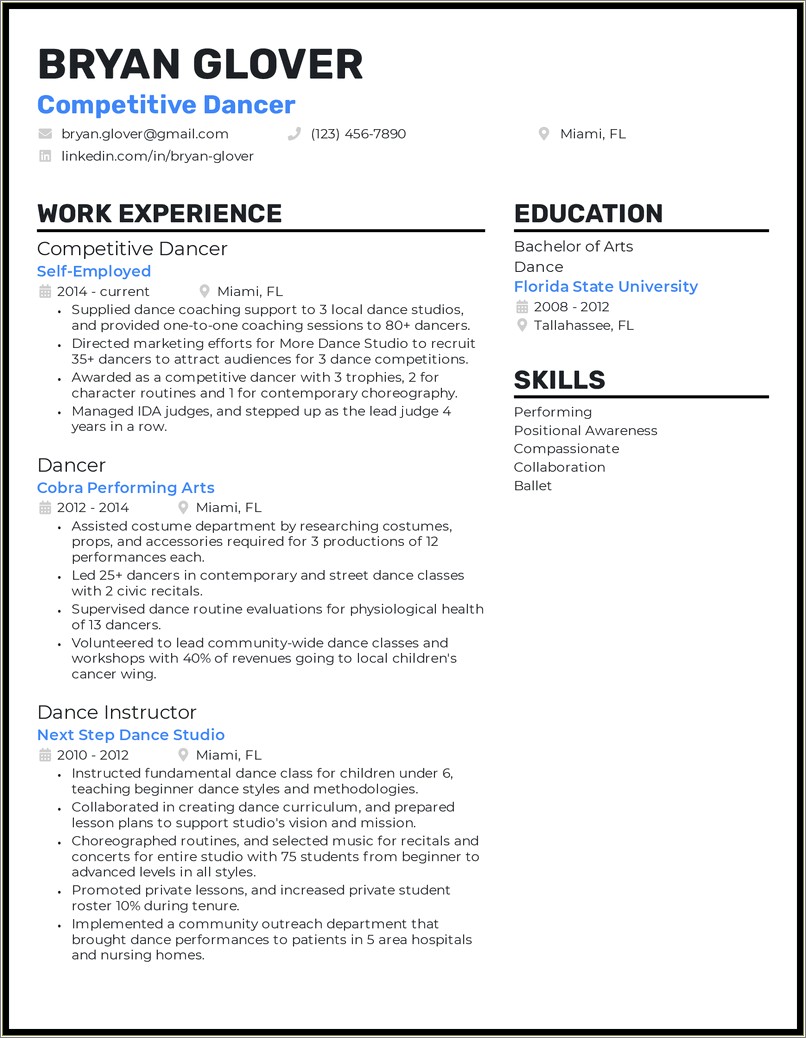 Zumba Fitness Description For Resume Examples
