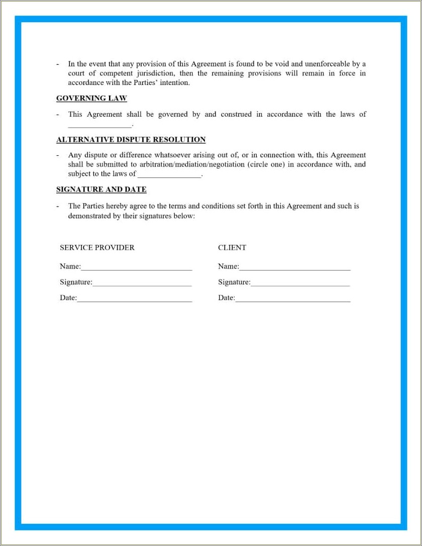 12 Month Work Service Agreement Template For Free