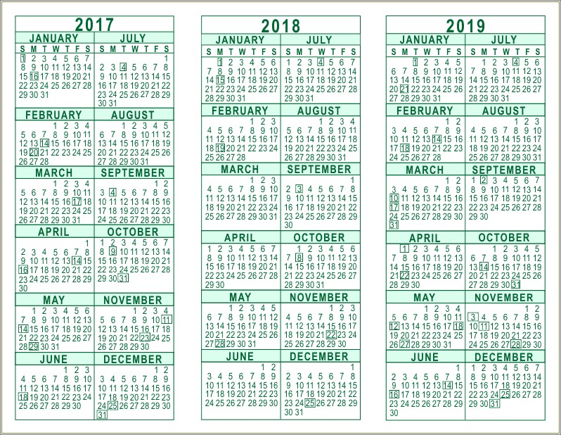 2 Page Calendar Template 2018 2019 Free Template