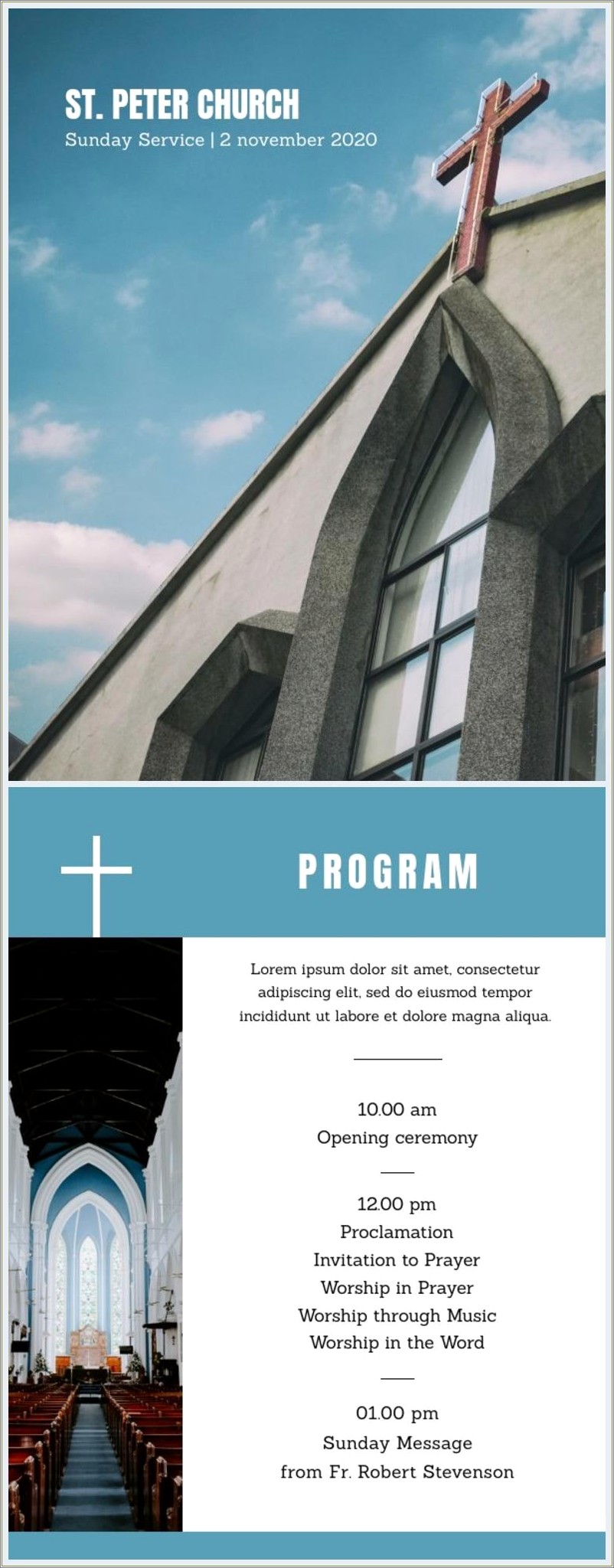 2 Sided Free Template For Church Program