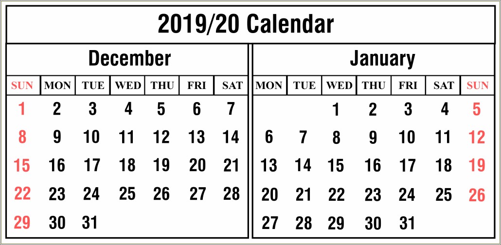 2019 2020 Free Printable School Year Calendar Templates