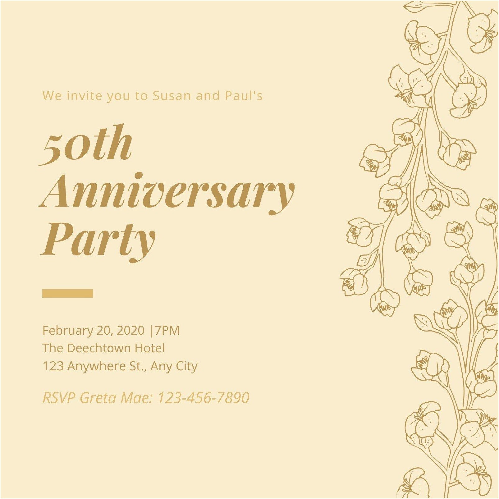 60th Wedding Anniversary Invitations Templates Free Download