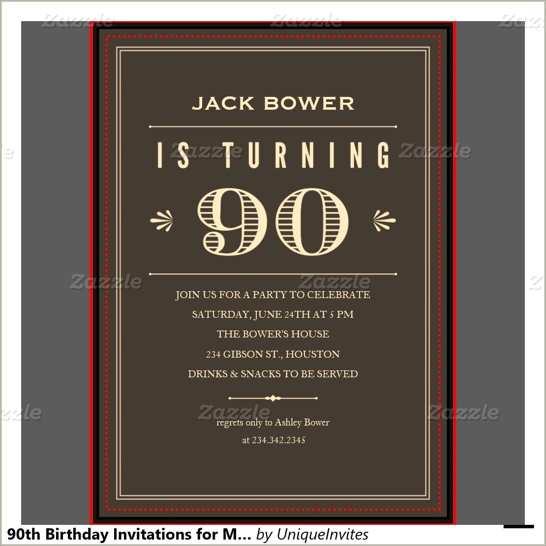 90th Birthday Party Invitations Templates Free Download