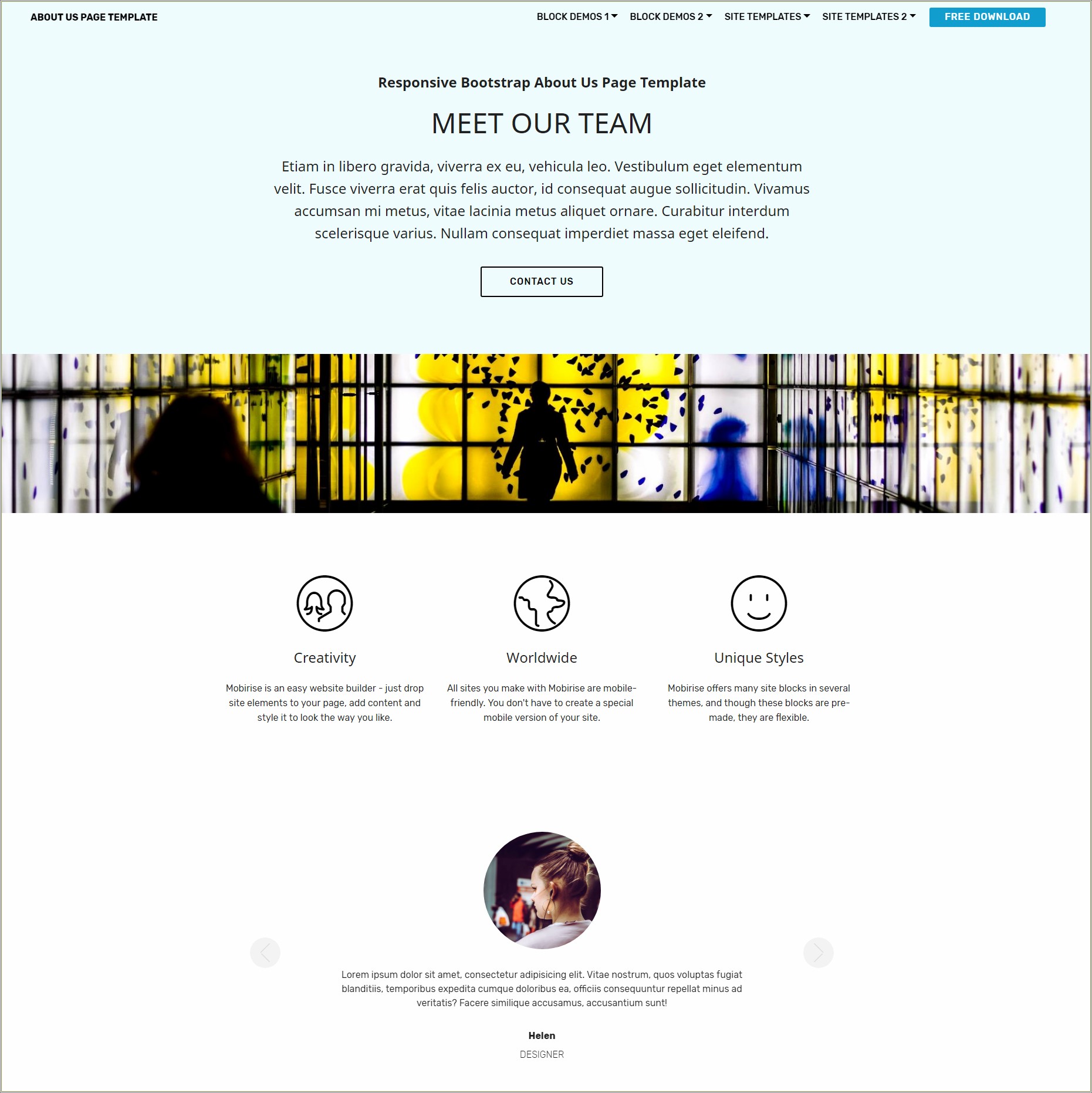 About Us Page Template Bootstrap Free Download