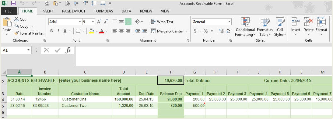 Accounts Payable And Receivable Template Excel Free Download