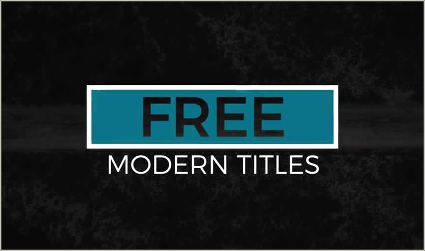 After Effects Title Templates Project Free Download