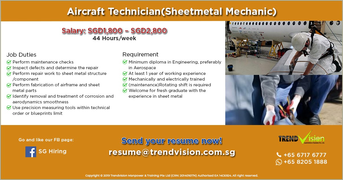Aircraft Maintenance Job Description Resume