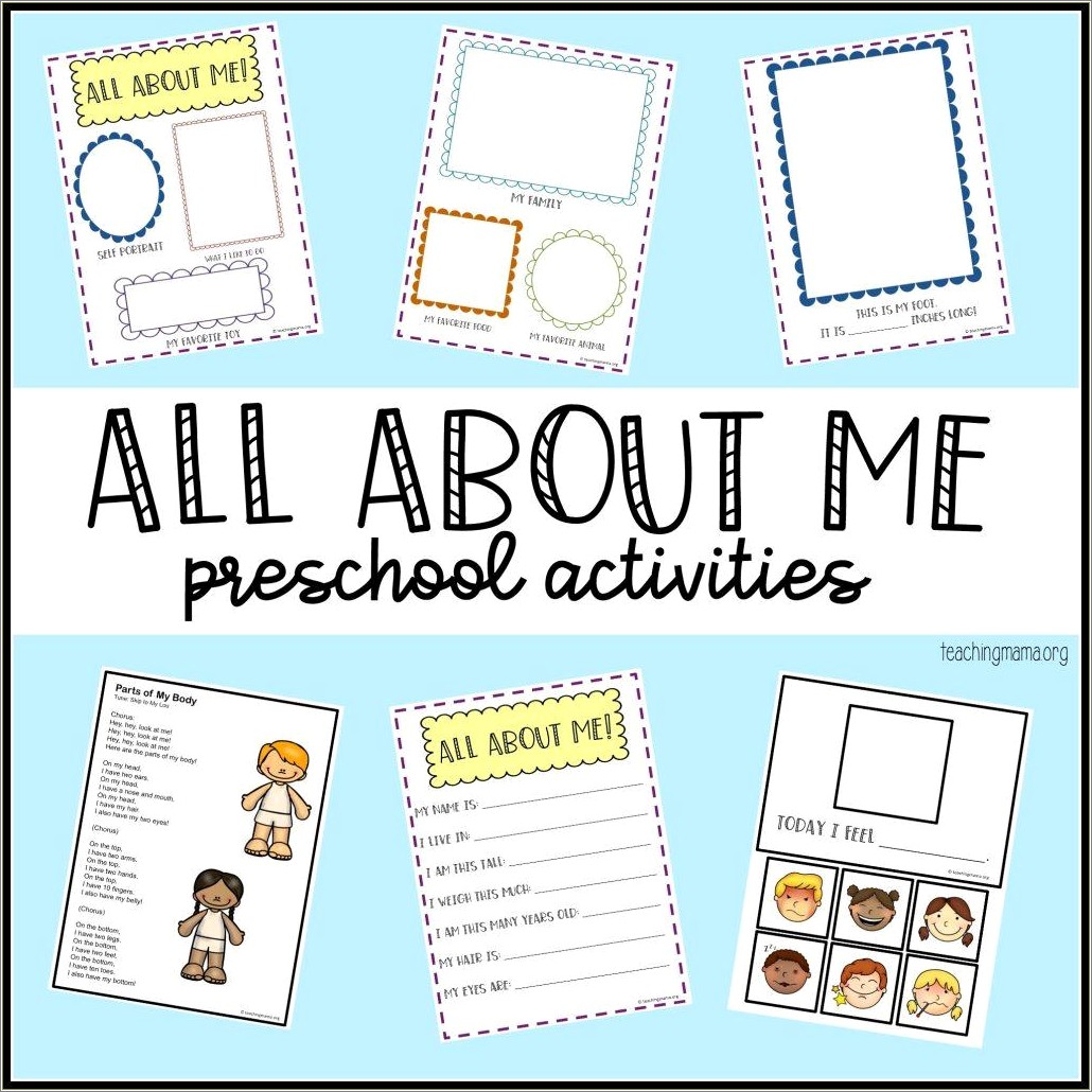 All About Me Projects For Preschoolers Free Templates