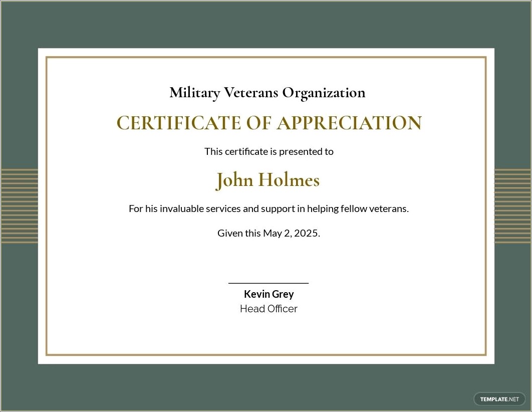 American Legion Certificate Of Appreciation Template Free