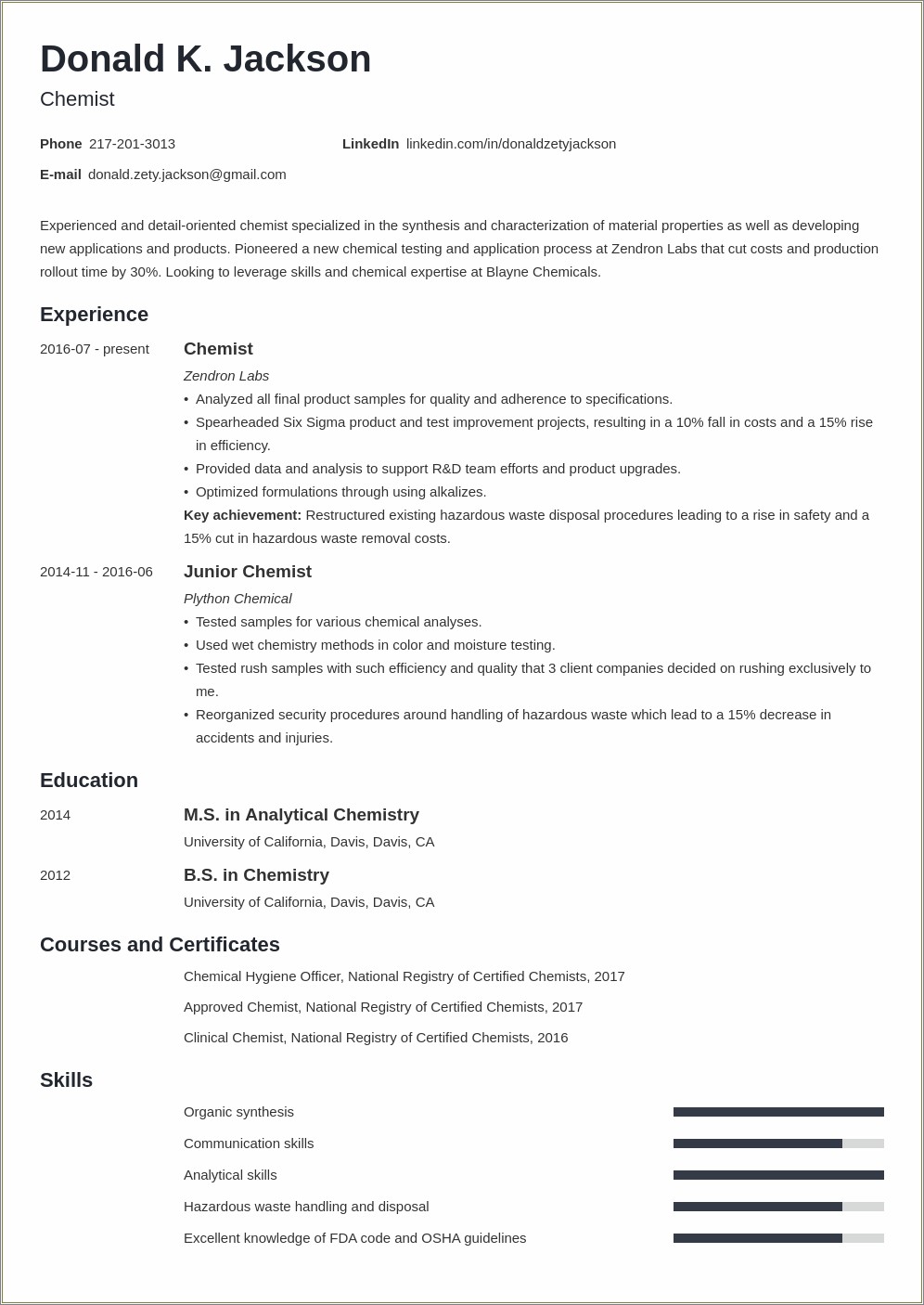Analytical Skills In Resume Example