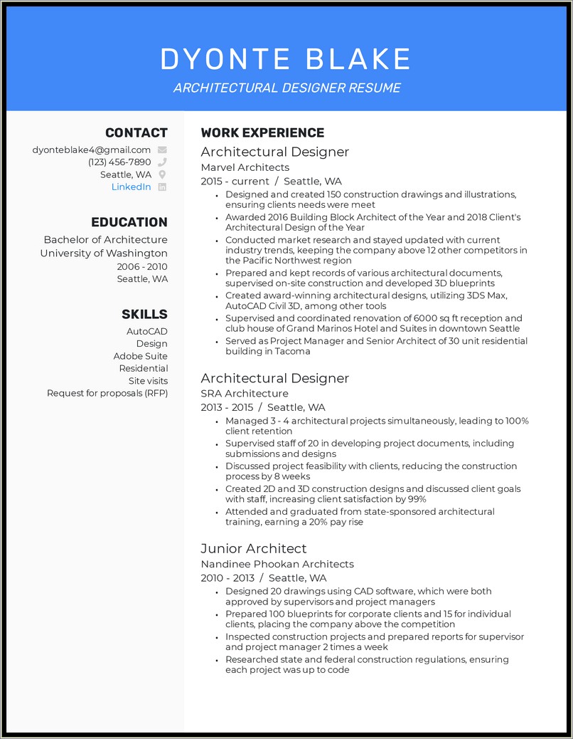Architectural Cad Drafter Resume Example