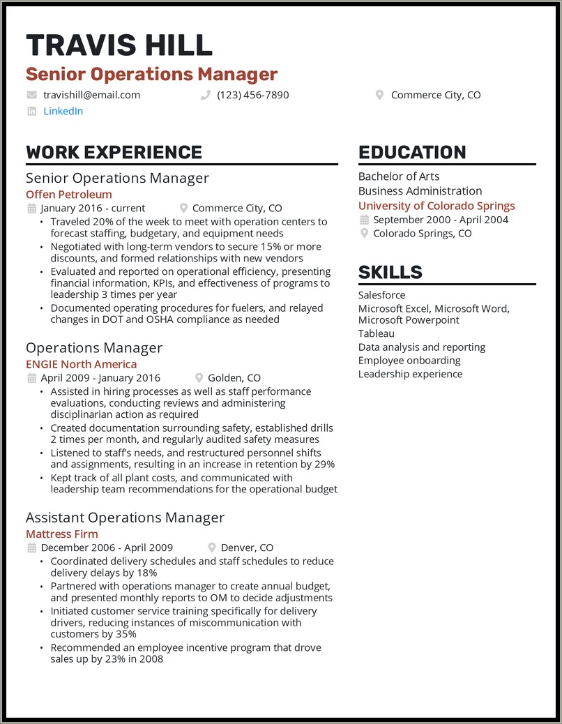 Assistant City Manager Resume Sample