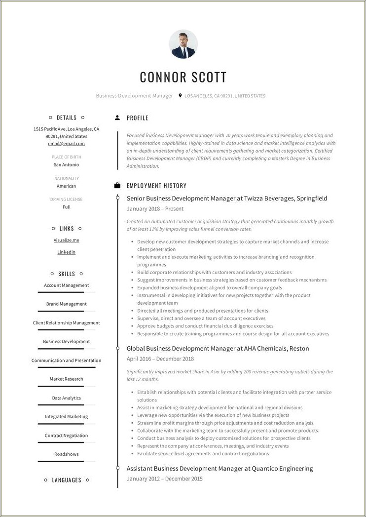 Assistant Manager Business Development Resume
