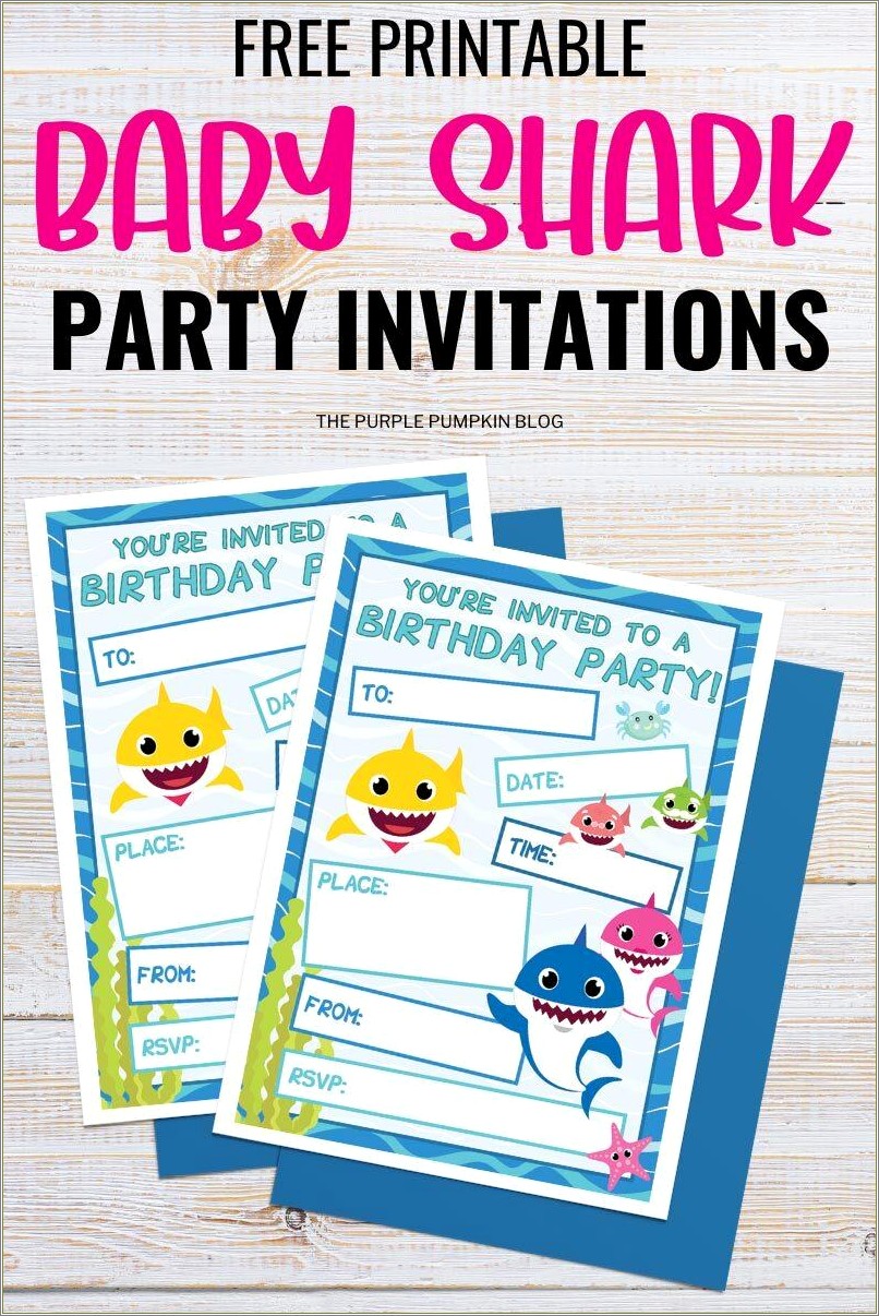 Baby Shark Birthday Invitation Templates Free Download