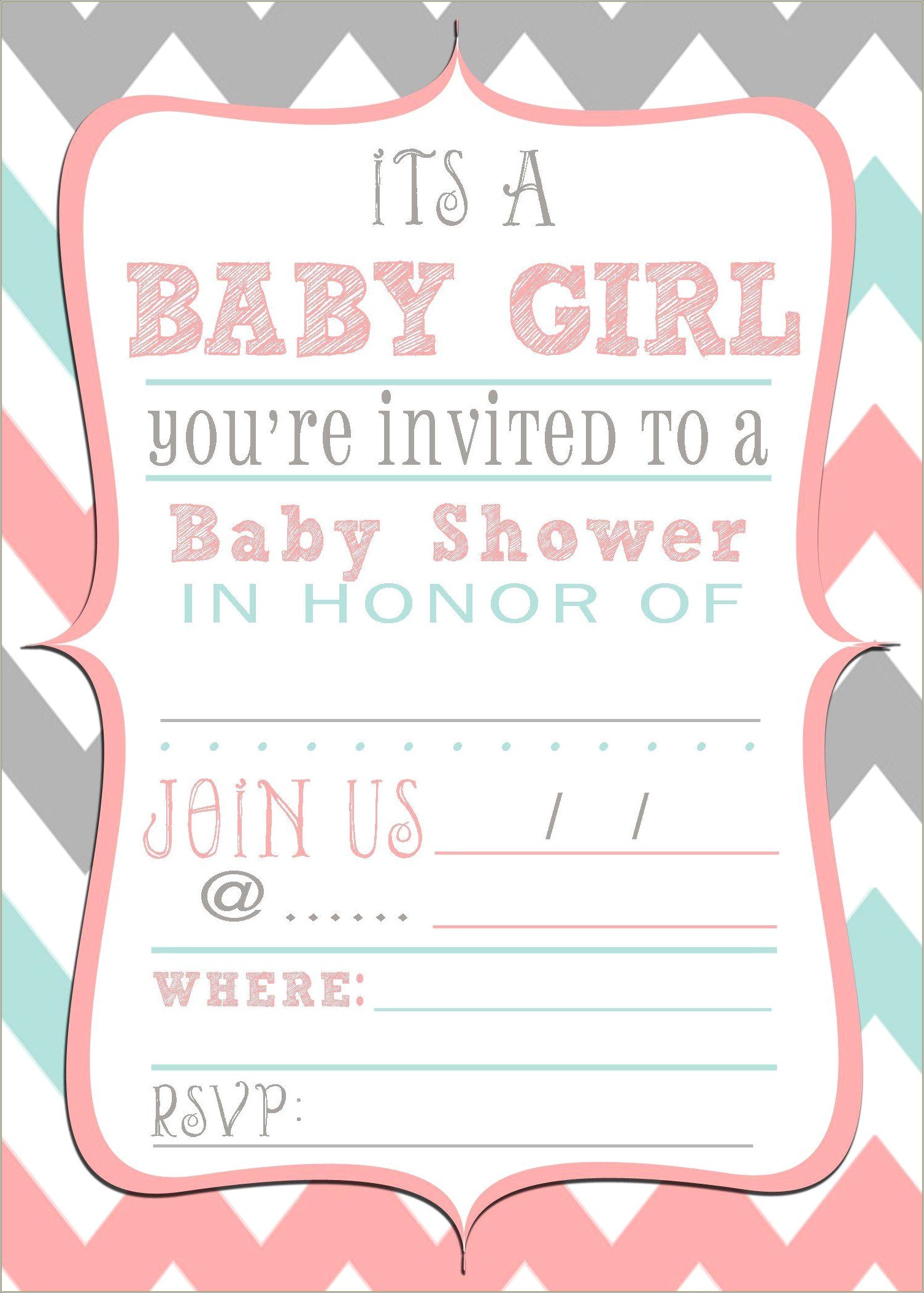 Baby Shower Invitation Templates For Girl Free